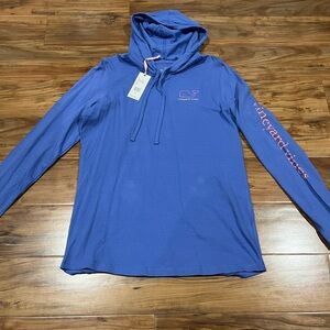 Vineyard Vines Blue and Pink Long Sleeve Light Weight Hoodie New With Tags